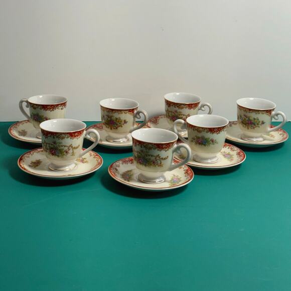 Vintage Demitasse Cups and Saucers Morimura Brothers (Noritake) - Picture 1 of 9